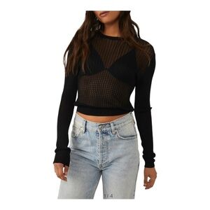 Nwt Free People H20 Crew Pullover / black